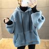 Large Size Fake Two-piece Plush Hoodie Loose Thick Autumn and Winter Jacket Lantern Sleeve Hooded Top Soft and Comfortable