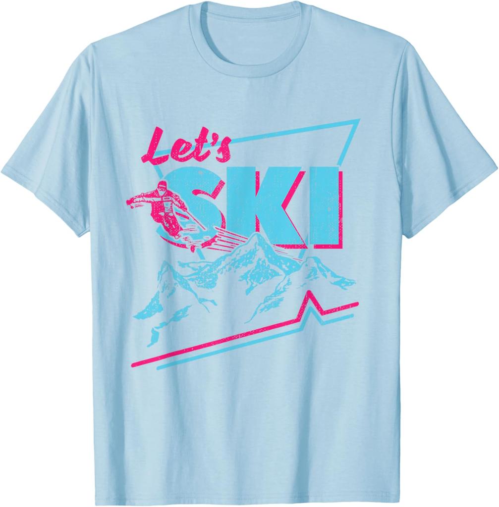 Retro 80er 90er Ski Grafik T-Shirt Vintage Neon Berg Schneesport T-Shirt