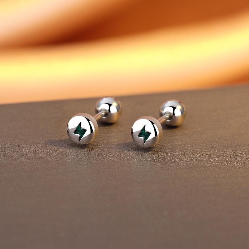 

Doudou Stud Earrings Personalized Male High Sense Lightning Thread Earbone Nails Female National Style Earrings зелений