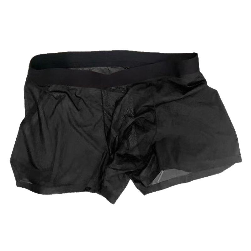 Herren Ultra-Dünne Mesh Eis-Seide Boxer Briefs - Atmungsaktiv, Transparent, Erotisches Seidiges Viereckiges Design