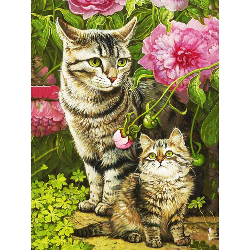 DIY 5D Flowers Diamond Mosaic Animal Diamond Painting Cat Diamond Embroidery Cross Stitch Picture Of Rhinestones Handcraft Gift