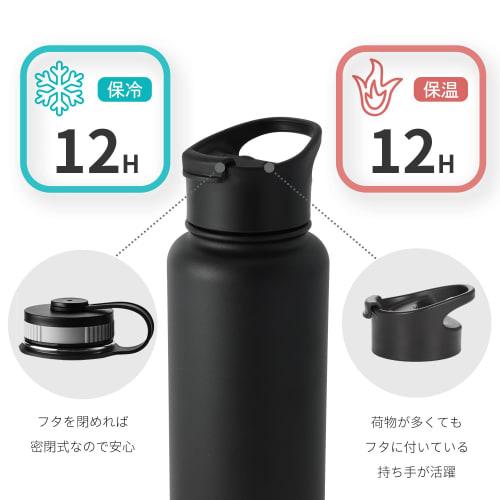1000ml Stainless Steel Vacuum Insulated Water Bottle with Handle, Dual Lids, Direct Drinking, Large Capacity, Insulated for Hot or Cold Drinks, Sports