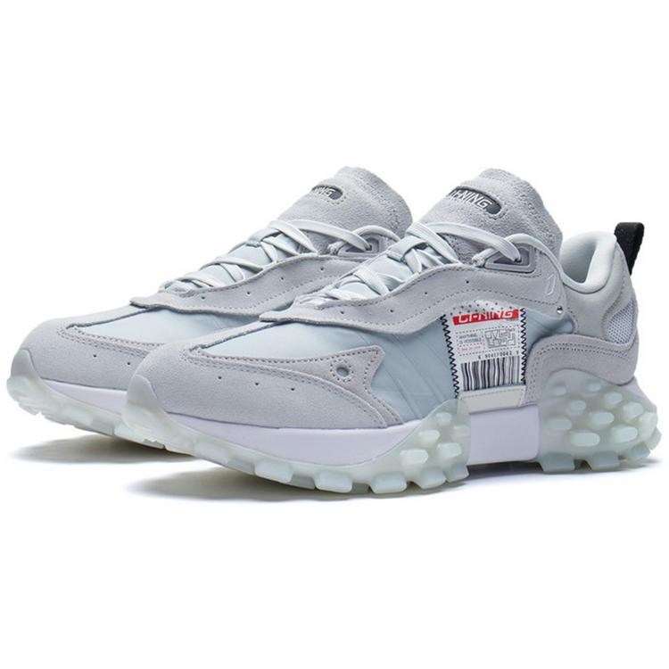Li Ning Textile, Leather Trendy Cushioning Slip Resistant Abrasion Resistant Low Top Casual Shoes Men's Light Lime AZGS081-2