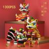Chinese Lion Dance Building Blocks Mascot Assemble Small Particle Model Bricks Children's Puzzle Toy Creative Holiday's Gifts