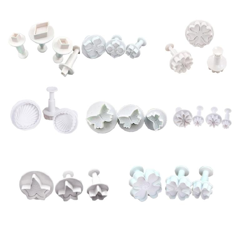 3 PCS DIY Fondant Stamps Multi-Shape Baking Accessories for Fondant Cake Cookie