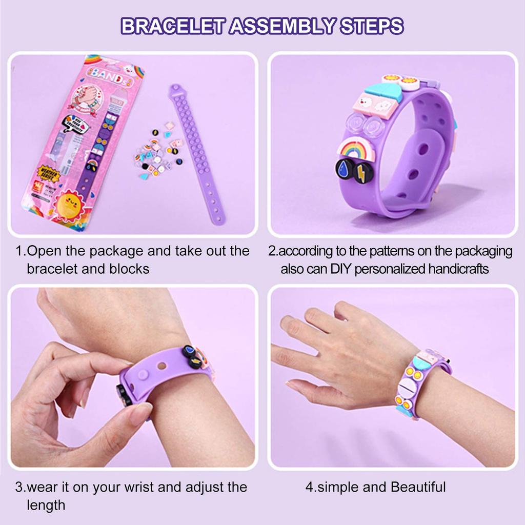 6Pcs/set Kids Building Blocks Dots Bracelets DIY Creative Craft Friendship Bracelet Making Kit for Kids Birthday Holiday Gift