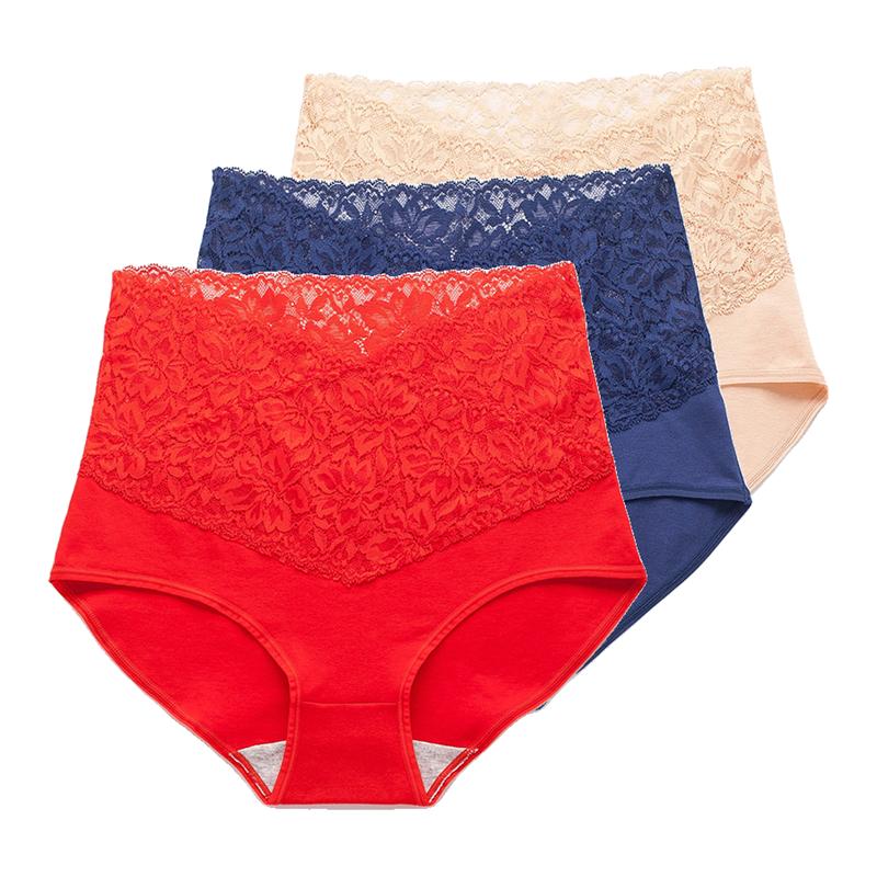 Underwear For Women Lace High Waist Briefs Tummy Control Butt Lift Sexy Large Size Cotton Panties