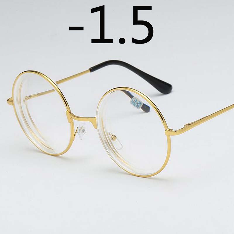 Round Glasses Woman Men Glasses Retro Myopia Optical Metal Frames Clear Lens Black Silver Gold Eyeglasses -1.0 -1.5 -2.0 To -4.0