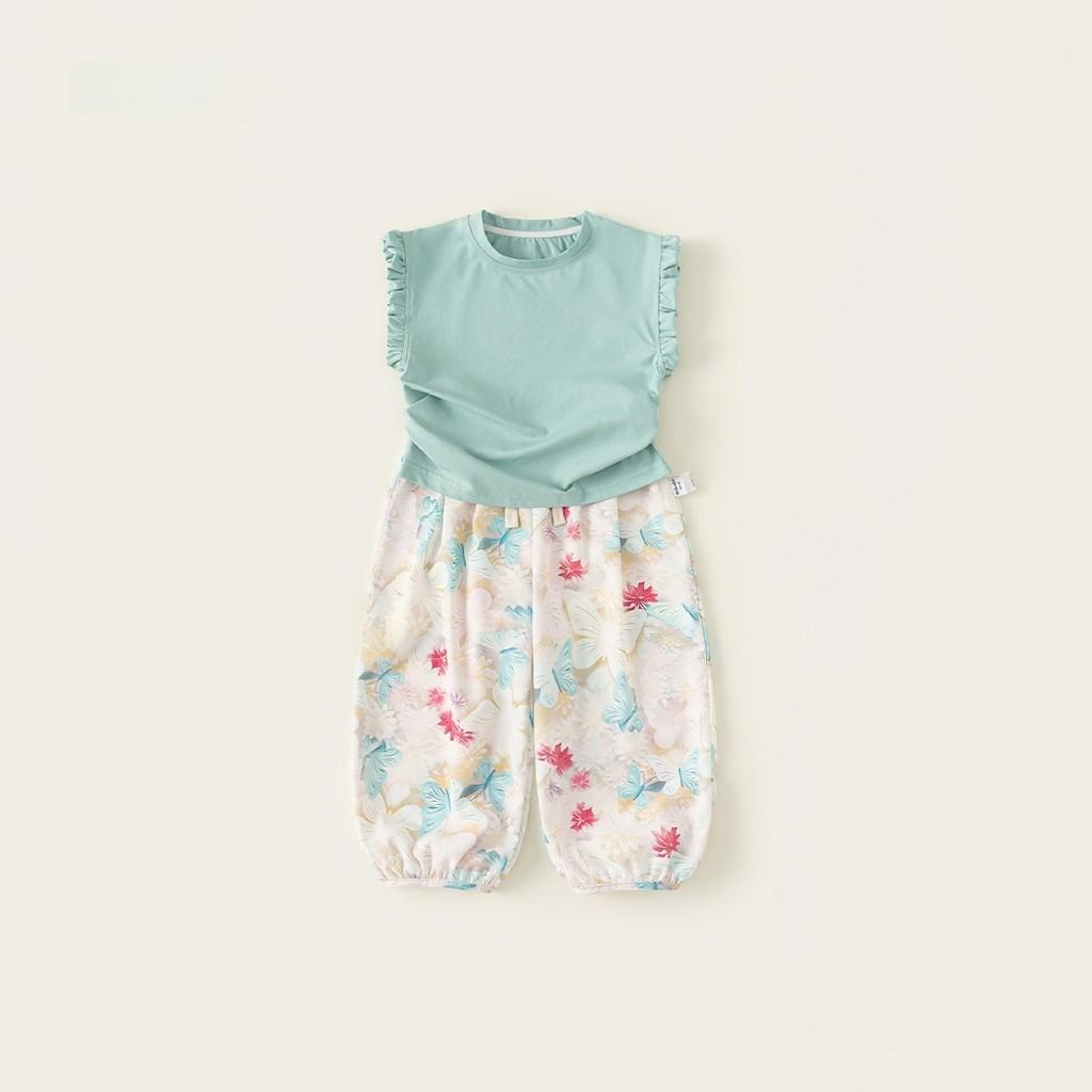 

Girl Baby Summer Sleeveless Outfit With Floral Pants And Soft Cotton Fabric For Toddler Girls 80cm
