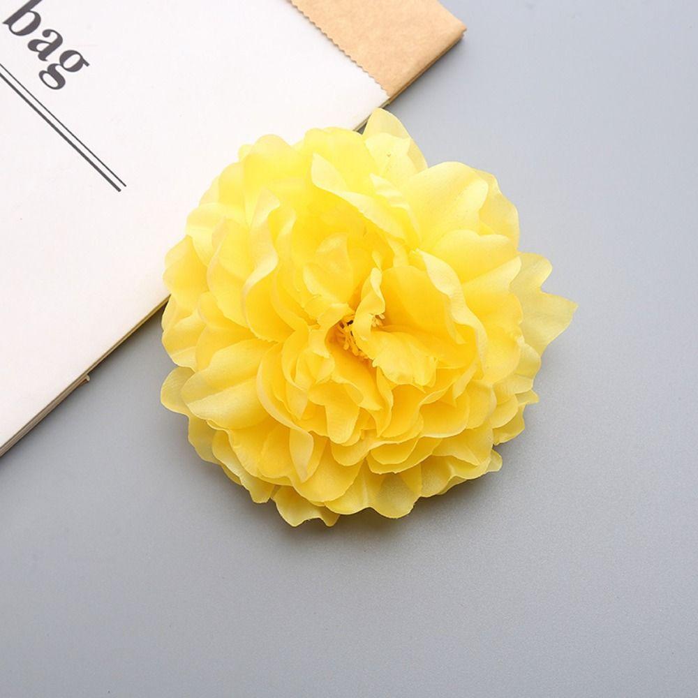 

10шт диаметр. 13 см искусственные головки цветов DIY аксессуары разноцветный шелковый цветок пиона головной убор украшение имитация цветка жёлтый