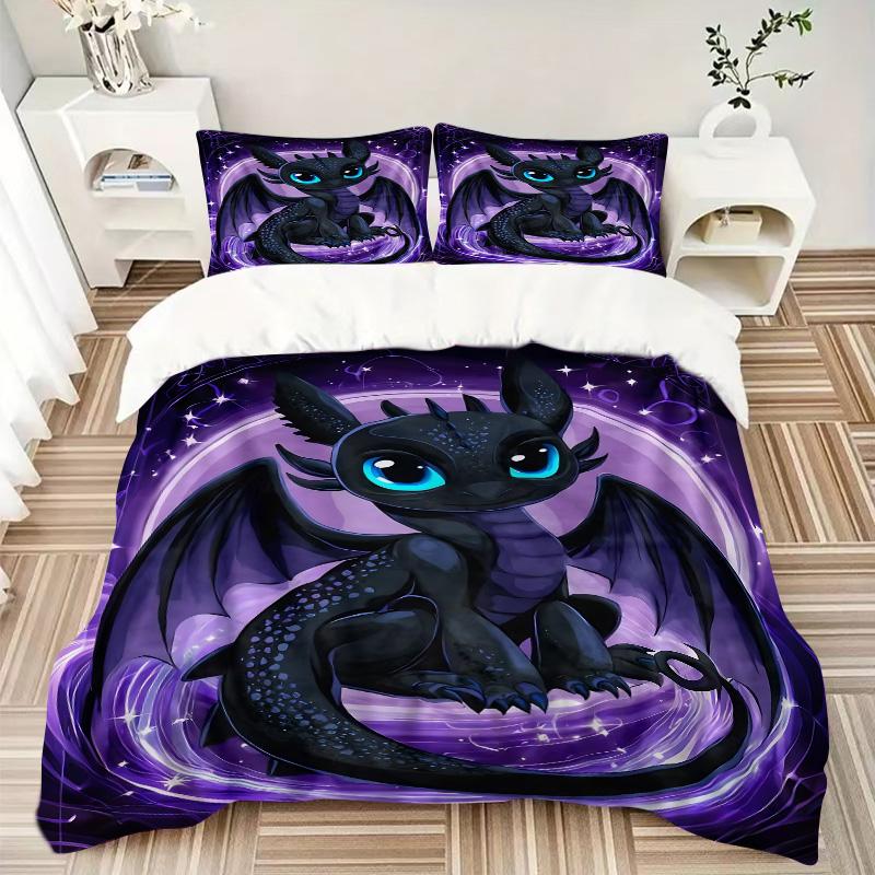 Magical Dragon Flight Print 3Pcs Bedding Setduvet Cover With 2 Bedropillowcase Home Birthday Gift