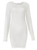 European and American Women's Sheer Knit Short Dress - Sexy, Round Neck, Long Sleeve