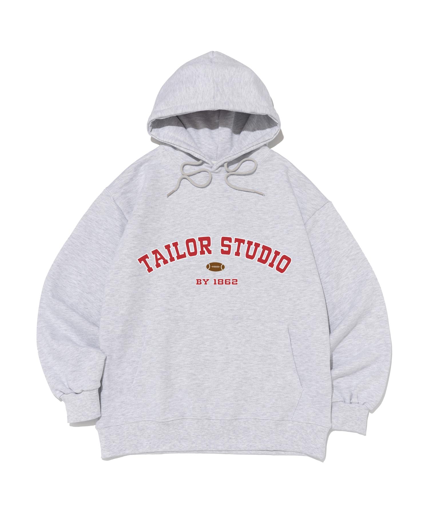 Толстовка с капюшоном Taylor Studio с логотипом-аркой колледжа (Белый меланж) White Melange/Fleece-Lined Xl