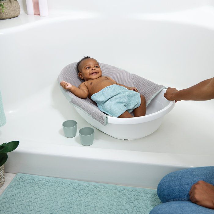 INGENUITY Evolving Baby Bathtub, Extra-large with Soft Fabric Hammock Baby Bather and Support for Sitting Baby from 0 To 24 Months