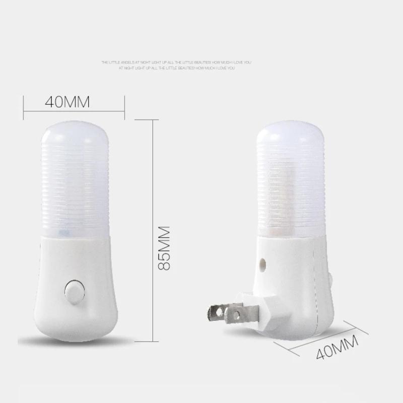 Plug LED Night Lights Night Light Push Button Switch Bedroom Bedside Lamp Baby Room Corridor Home Decor Wall Socket Lamp