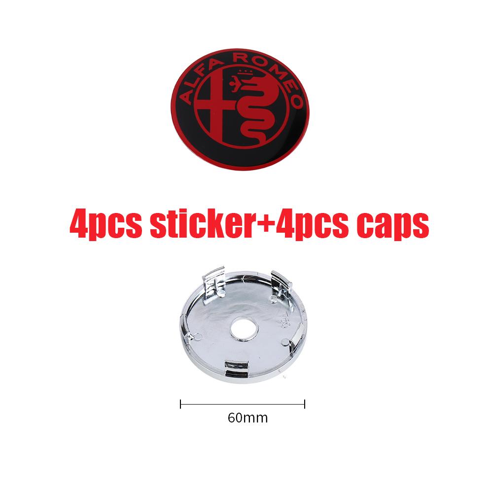 4Pcs 56/60MM Car Wheel Center Hub Caps For Alfa Romeo Giulia Stelvio Giulietta 156 159 147 Mito Tonale GT 166 Logo Sticker Cover