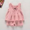 Girls Summer Cotton Linen Sleeveless Vest Two Piece Set Baby Fashionable Casual Outfit For Toddler Kids