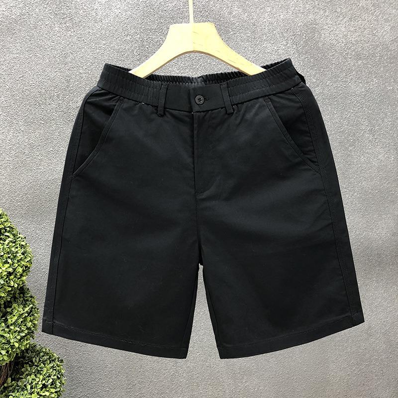 Men Elastic Waist Casual Shorts Button Placket Lightweight Straight Five Inch Daily Wear Summer Bottom