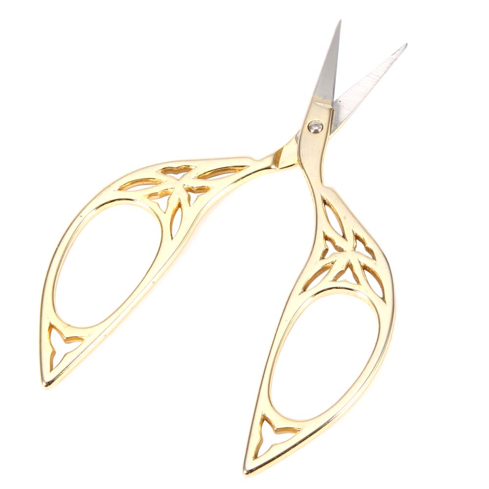 Vintage Creative Leaf Design Scissors Stainless Steel Household Needlework Scissors (Gold)