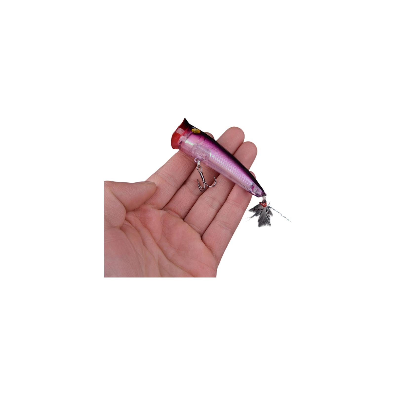

Fishing Lure Floating Topwater Bait with Feather Hook Holographic Imitation Surface Water Wave Crawling Design one size
