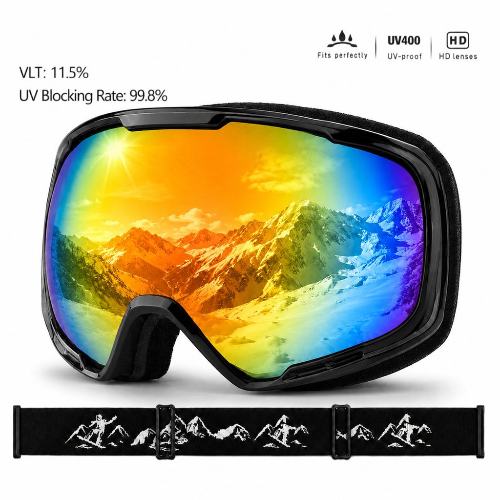 Double-layer anti-fog children's ski goggles, high-definition, UV-resistant, spherical lenses, outdoor mountaineering, windproof, and snowproof