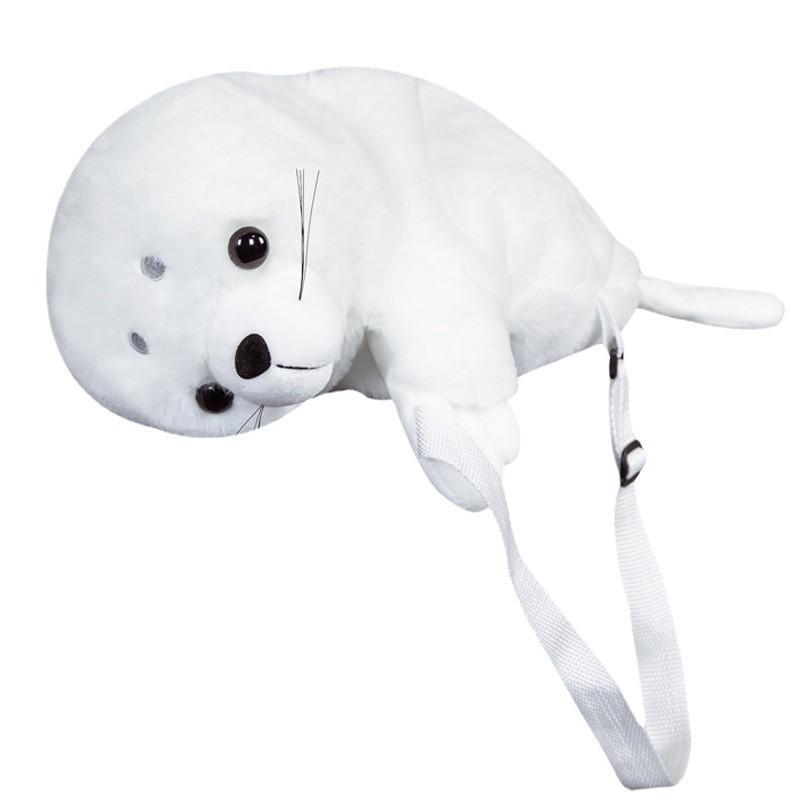 Cute Animal Seals Plush Backpack For Kids Girls Cartoon Cotton Stuffed Toy School Bag