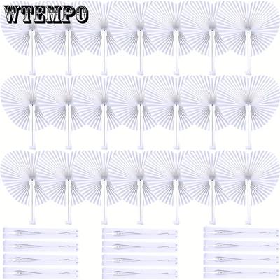 White Heart-Shaped Folding Paper Fans Elegant Handheld Accordion Fans for Wedding Birthday Anniversaries Party Decorations Wedding Decorations