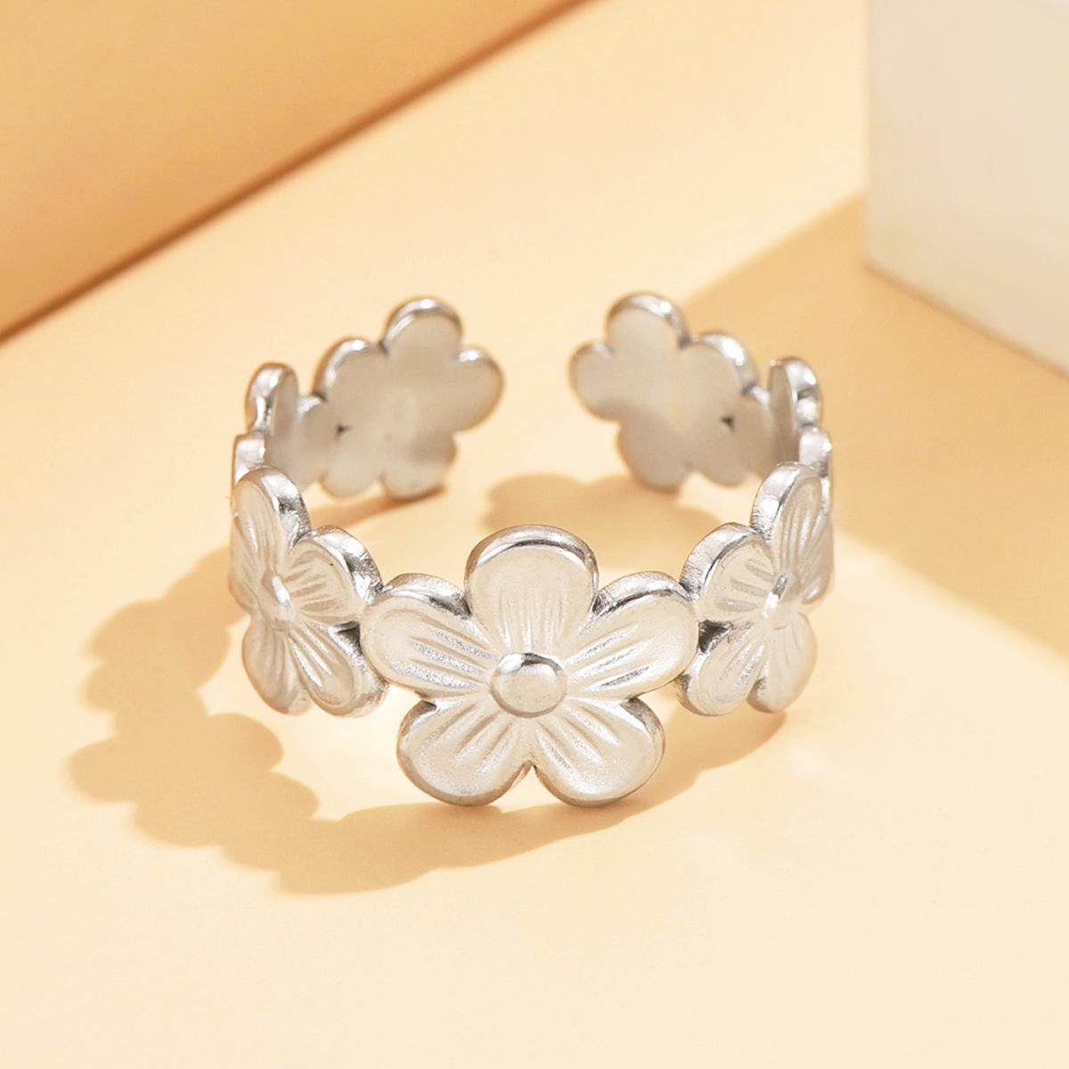 Fresh Fairy Daisy Open Ring, 18K Gold Plated Stainless Steel