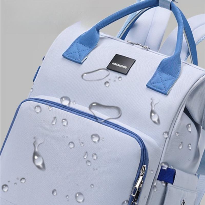 Solid Color Large Capacity Storage Mommy Bag, Lightweight Mother and Baby Backpack Baby Portable Waterproof Travel Diaper Bag for Going Out Handbag