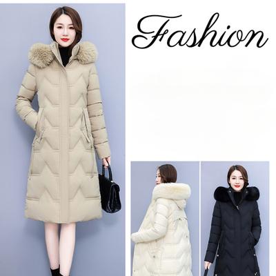 Nowy płaszcz puchowy damski średniej długości, zimowy, zagęszczony, za kolano, solidny damski płaszcz zewnętrzny