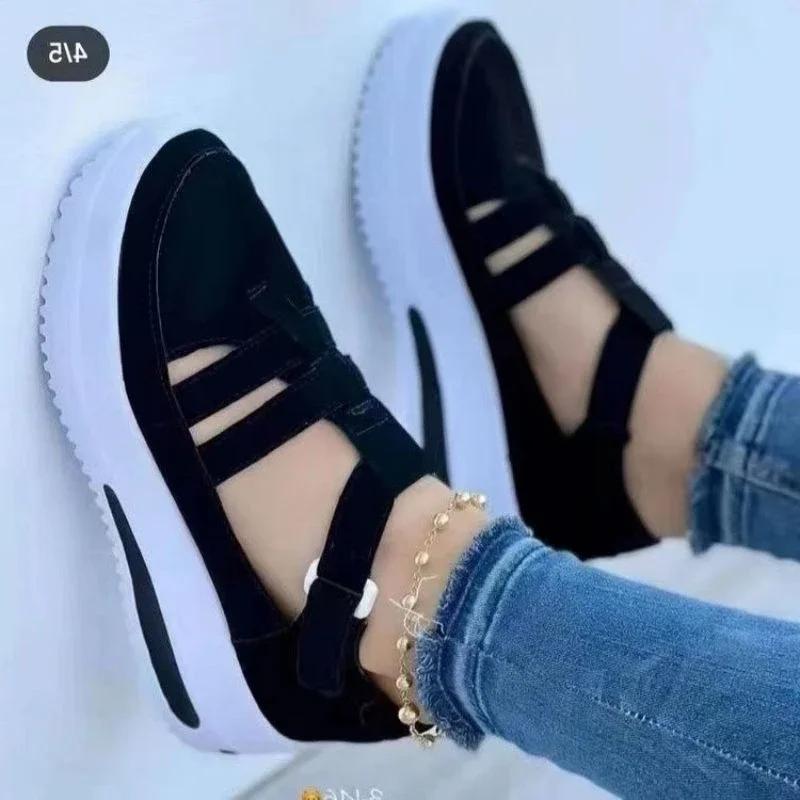 Vară Nouă femei respirabil plasă pană pantofi sport casual femei sandale vulcanizate antiderapante pantofi cu platformă plus mărimea 43