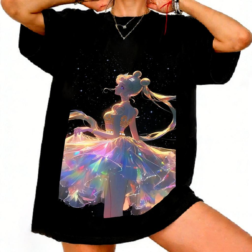 Sailor Moon Retro 90s Anime Graphic T Shirt Summer Cotton Unisex Women Tee Streetwear Casual Trend Short Sleeve Couple Hip Hop Top