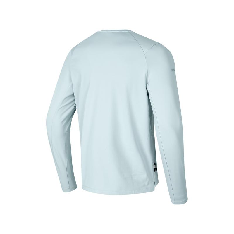 Skechers Comfortable Sports Series Go Dri Quick-Dry Breathable Crew Neck Long Sleeve T-Shirt Men Tops Pearl-Blue P424M119-01MZ