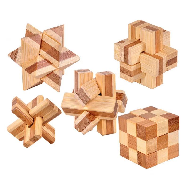 Wooden Kong Ming Lock Lu Ban Lock Iq Brain Teaser Educational Toy For Kids Children Montessori 3D Puzzles Game Unlock Toys Adult