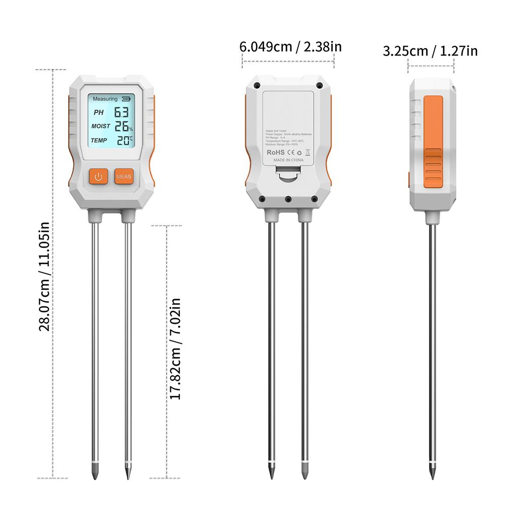 PH/Moisture/Temperature 3 in 1 Digital LCD Soil Tester Backlight Soil Detector for Plants Garden Lawn Farm Soil Moisture Meter