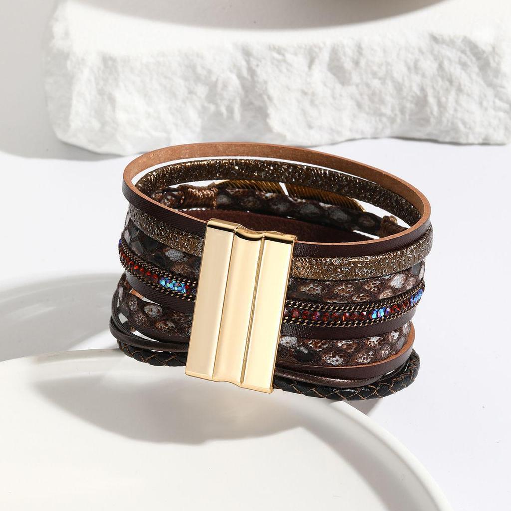 Braccialetto Magnetico Multicolore in Piume Fatto a Mano per Donna