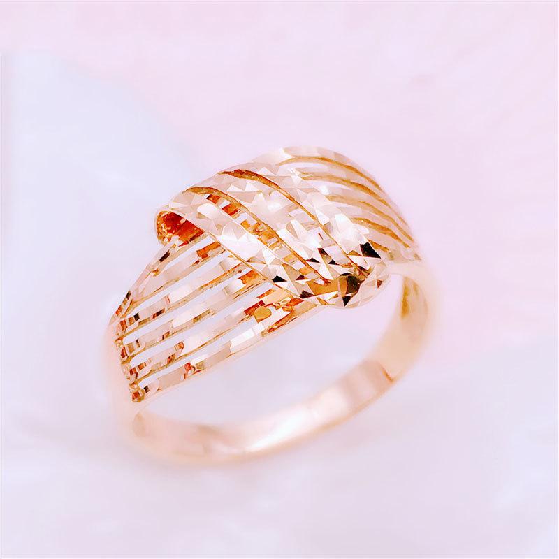Purple Gold Wide Version Shiny Hollow Ring Fashionable Rose Gold Plated Gold Live Ring