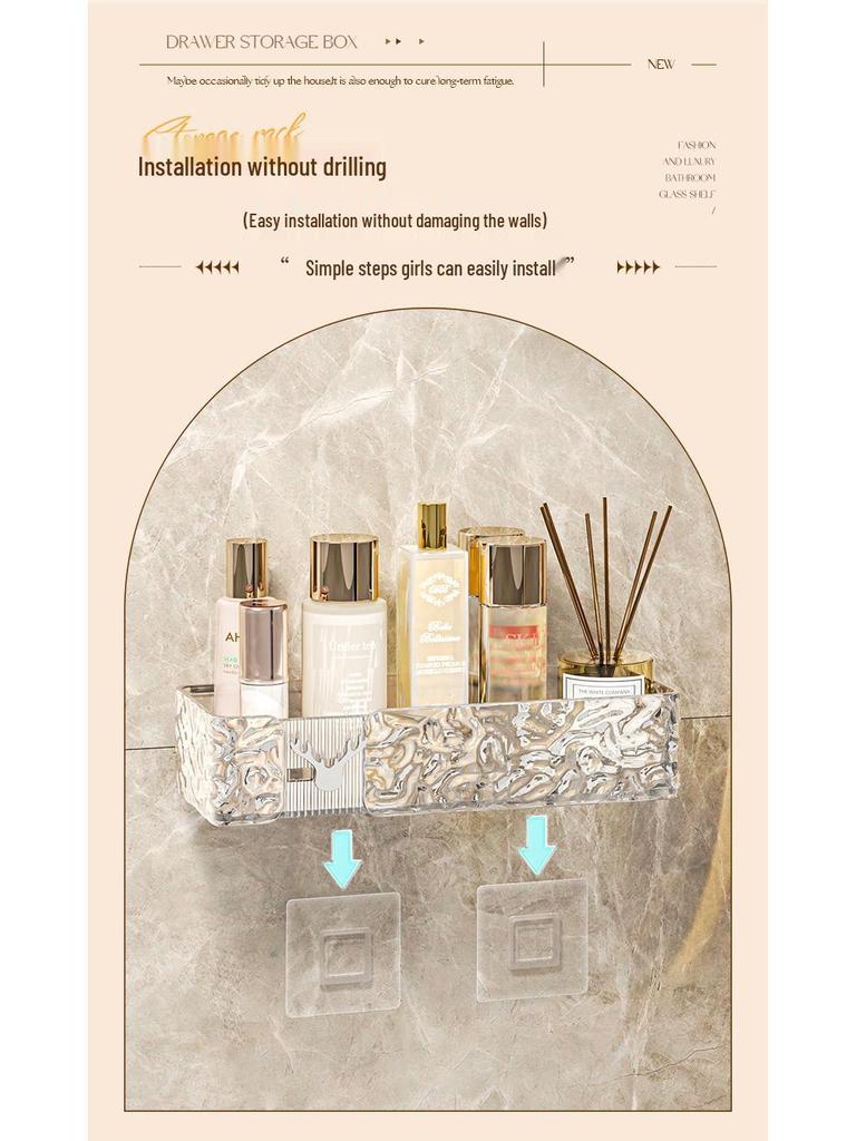 Punch-Free Wall-Mounted Bathroom Storage Box: Toilet Shelf for Towels and Cleanser.