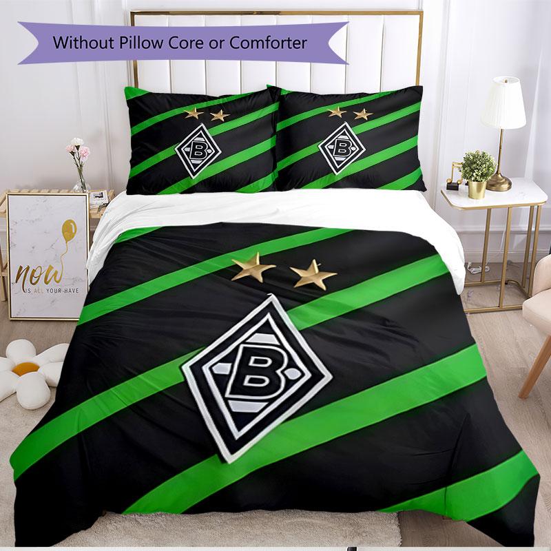 Parure de lit 3 pièces avec housse de couette (1*Housse de couette + 2*Taie d'oreiller, sans noyau), Ensemble de literie doux toutes saisons imprimé Borussia Mönchengladbach, Cadeau de décoration pour chambre à coucher à la maison