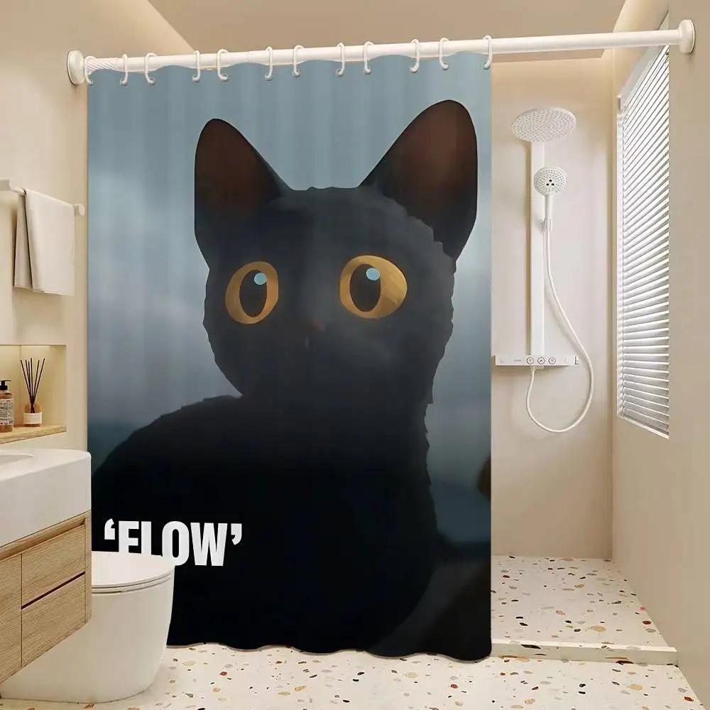 Hit Animated Movie F-FLOW White Shower Curtain, Bathroom Decorative Shower Curtain, Waterproof Shower Curtain With Hooks
