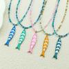 Colorful Fish Pendant Necklace For Women Girl Handmade Woven Beads Dopamine Color Sea Party Summer Fashion Chain Choker Jewelry