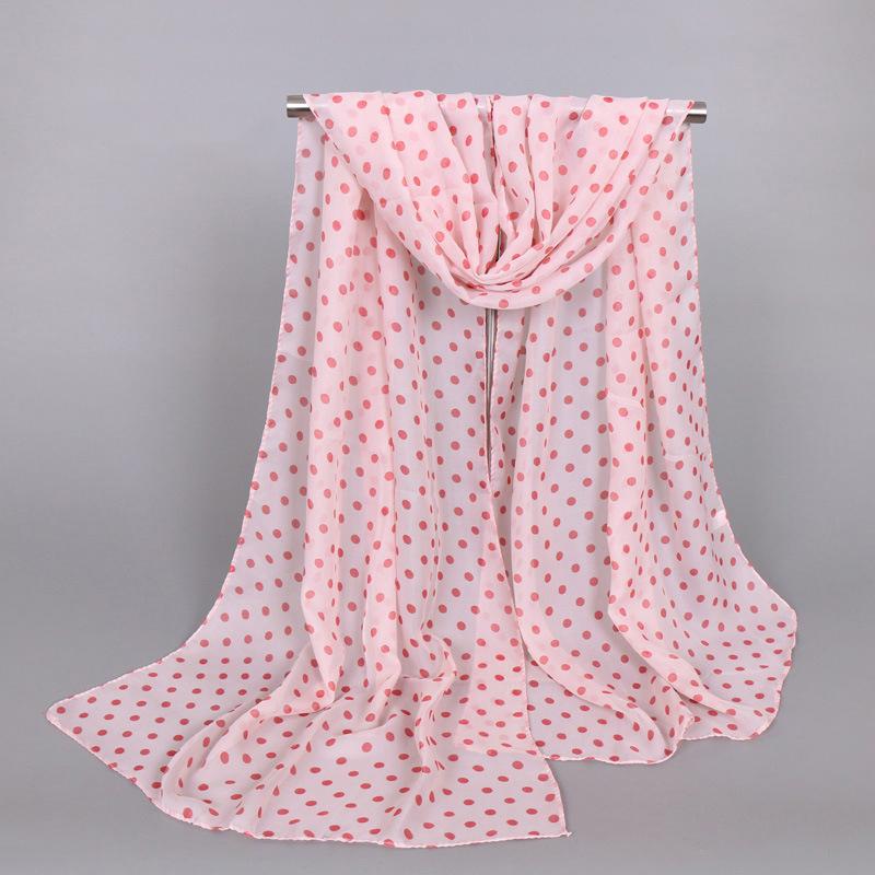 New Chiffon Print Dots Scarf For Women Girls New Autumn Solid Color Breathable Scarves Soft Shawl Summer Female Wrap Shawls