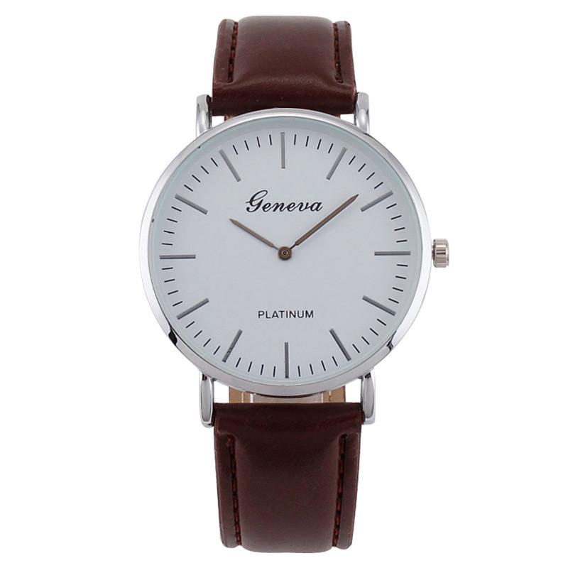 

Minimalist Mens Quartz Watch With Slim Case And Leather Band For Business And Casual Wear Silver Brown