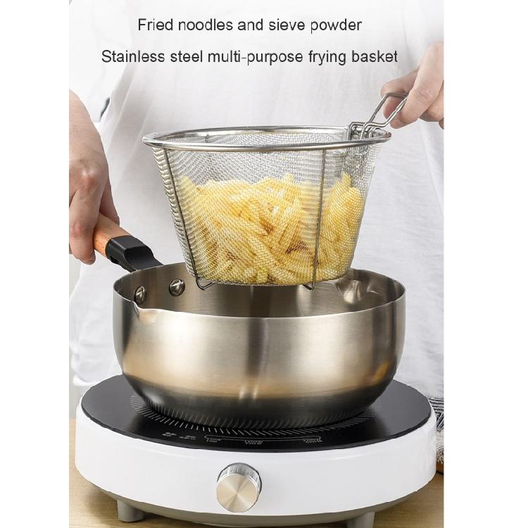 Creative Deep Round Fryer Wire Mesh French Chip Fry Basket 201 Stainless Ste