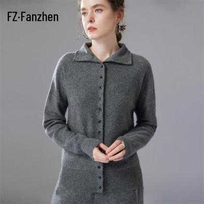 Fanzhen Women's Cashmere Knit Cardigan