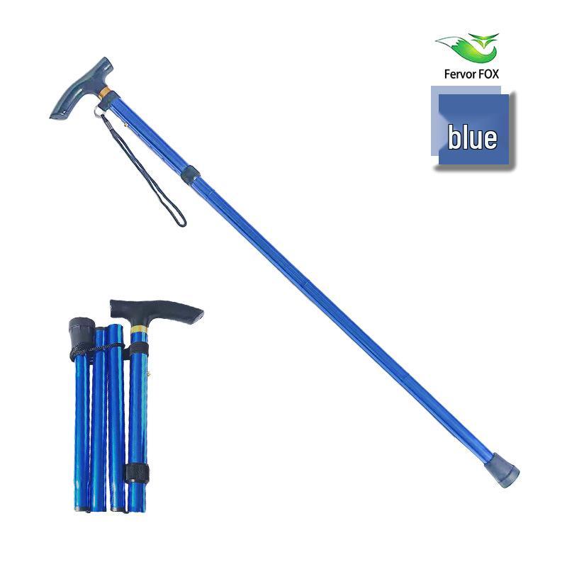 5-Section Aluminum Trekking Pole: Folding, Anti-Slip Adjustable Crutch for Hiking & Elderly Use