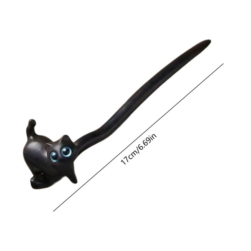 Antike Katze Haarnadel Chinesischer Stil Haarstab Holz Haarnadelstab zum Fotografieren Haarstyling-Accessoire Kopfschmuck