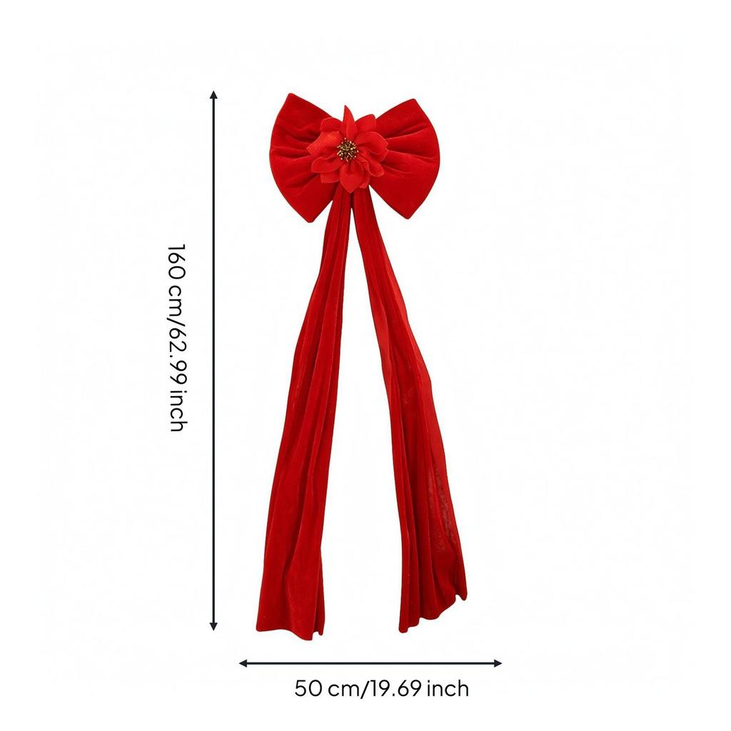 Velvet Christmas Bow Pre-Tied Tree Bows Red for Wedding Backdrop