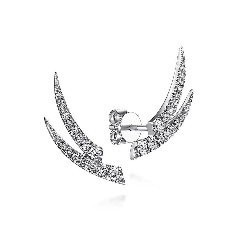 

1 Pair, Fashionable, Inlaid with Synthetic Zircon, Fashionable Versatile Wing Stud Earrings