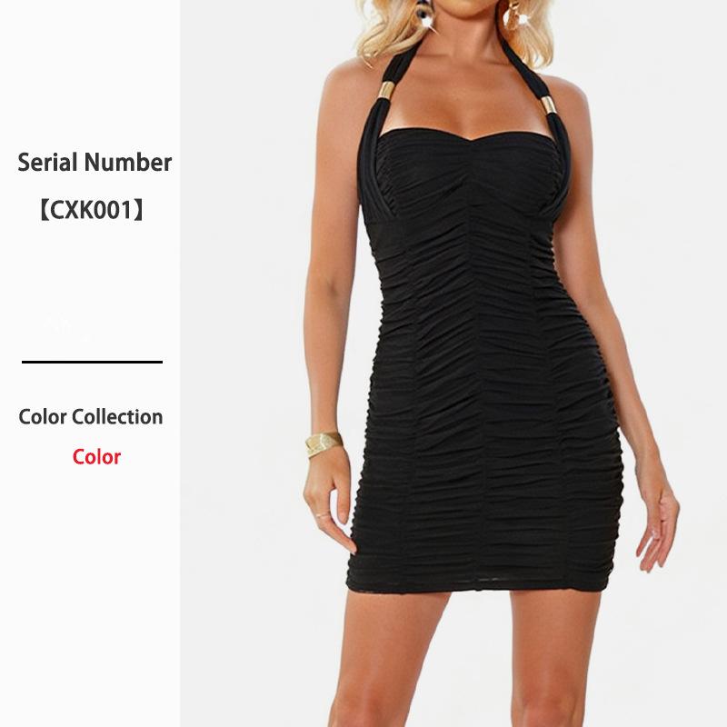 Summer new women's clothing European and American sexy tube top nightclub pleated hip wrap dress